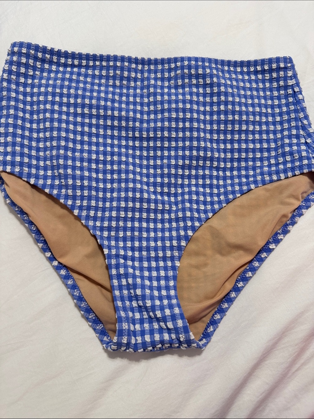 High-Waist Blue Gingham Bikini Bottoms